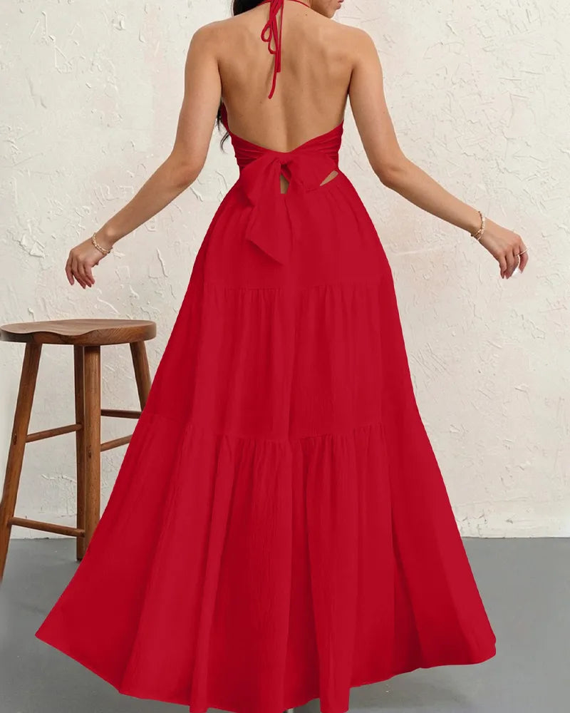 Aliya's Backless Maxi Dress - Red