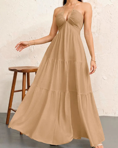 Aliya's Backless Maxi Dress - Khaki