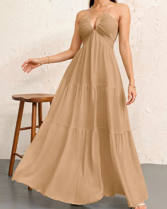 Aliya's Backless Maxi Dress - Khaki