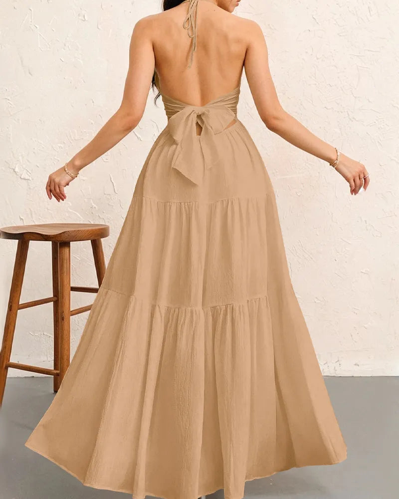Aliya's Backless Maxi Dress - Khaki