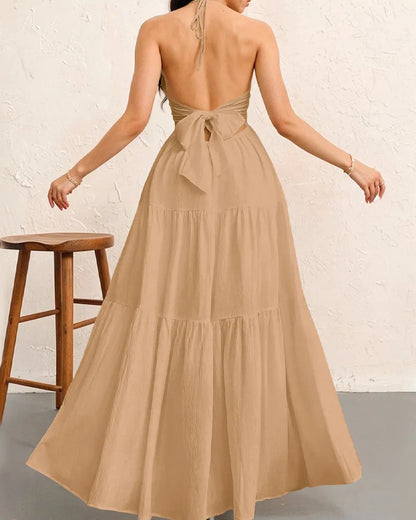 Aliya's Backless Maxi Dress - Khaki