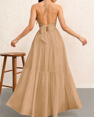 Aliya's Backless Maxi Dress - Khaki