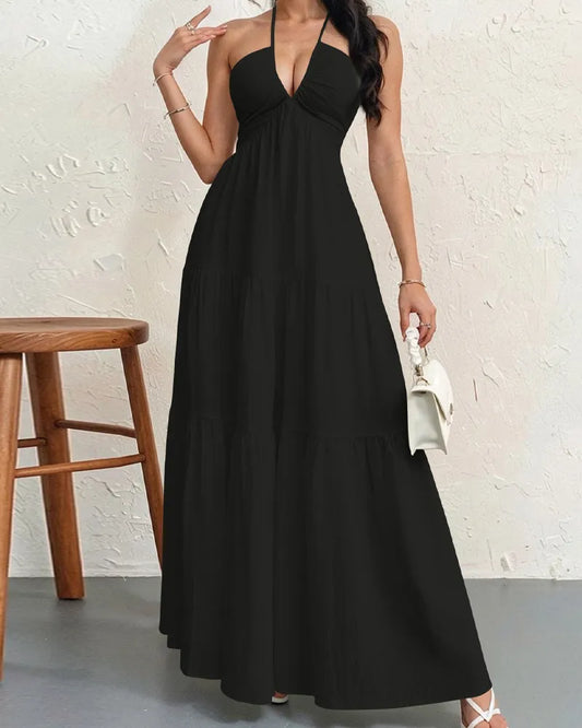 Aliya's Backless Maxi Dress - Black