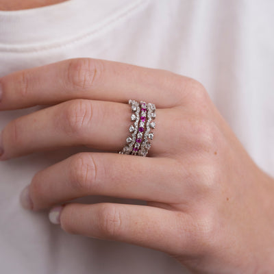 Sterling Silver Colorful Combination Ring Set