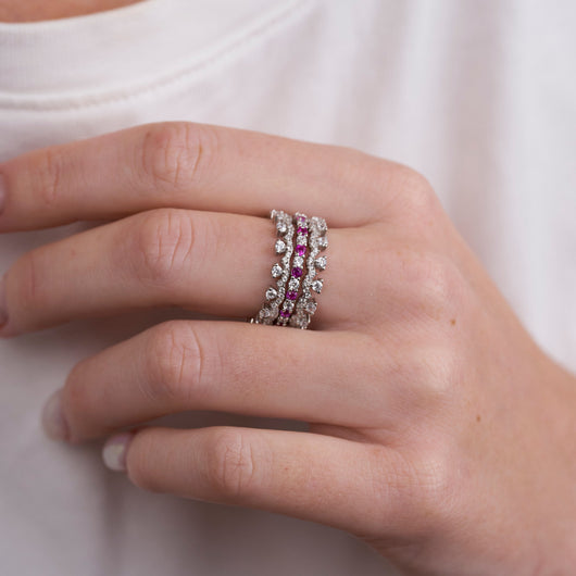 Sterling Silver Colorful Combination Ring Set