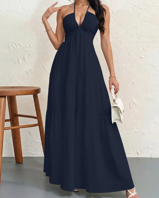 Aliya's Backless Maxi Dress - Navy