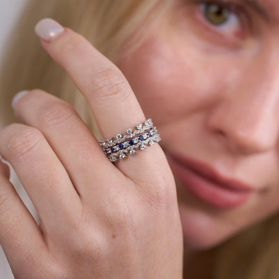 Sterling Silver Colorful Combination Ring Set