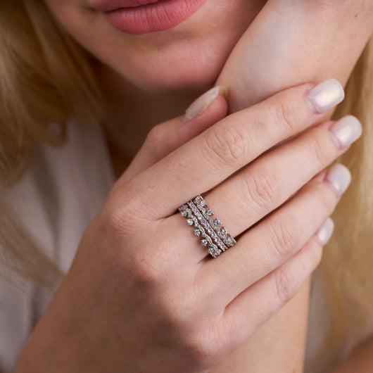 Sterling Silver Colorful Combination Ring Set