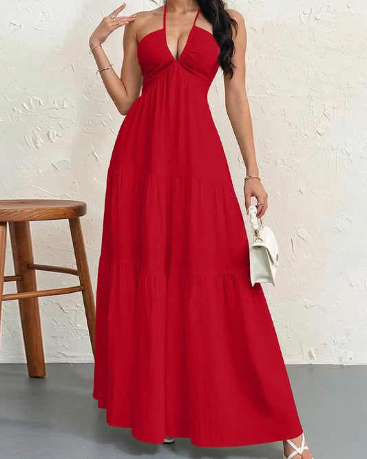 Aliya's Backless Maxi Dress - Red
