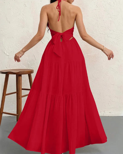 Aliya's Backless Maxi Dress - Red